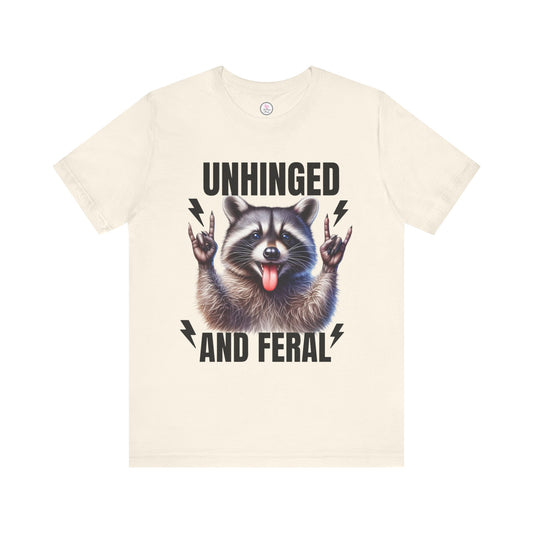 Unisex 'Unhinged and Feral' Rockin' Raccoon Tee - Fun Casual Shirt for Animal Lovers