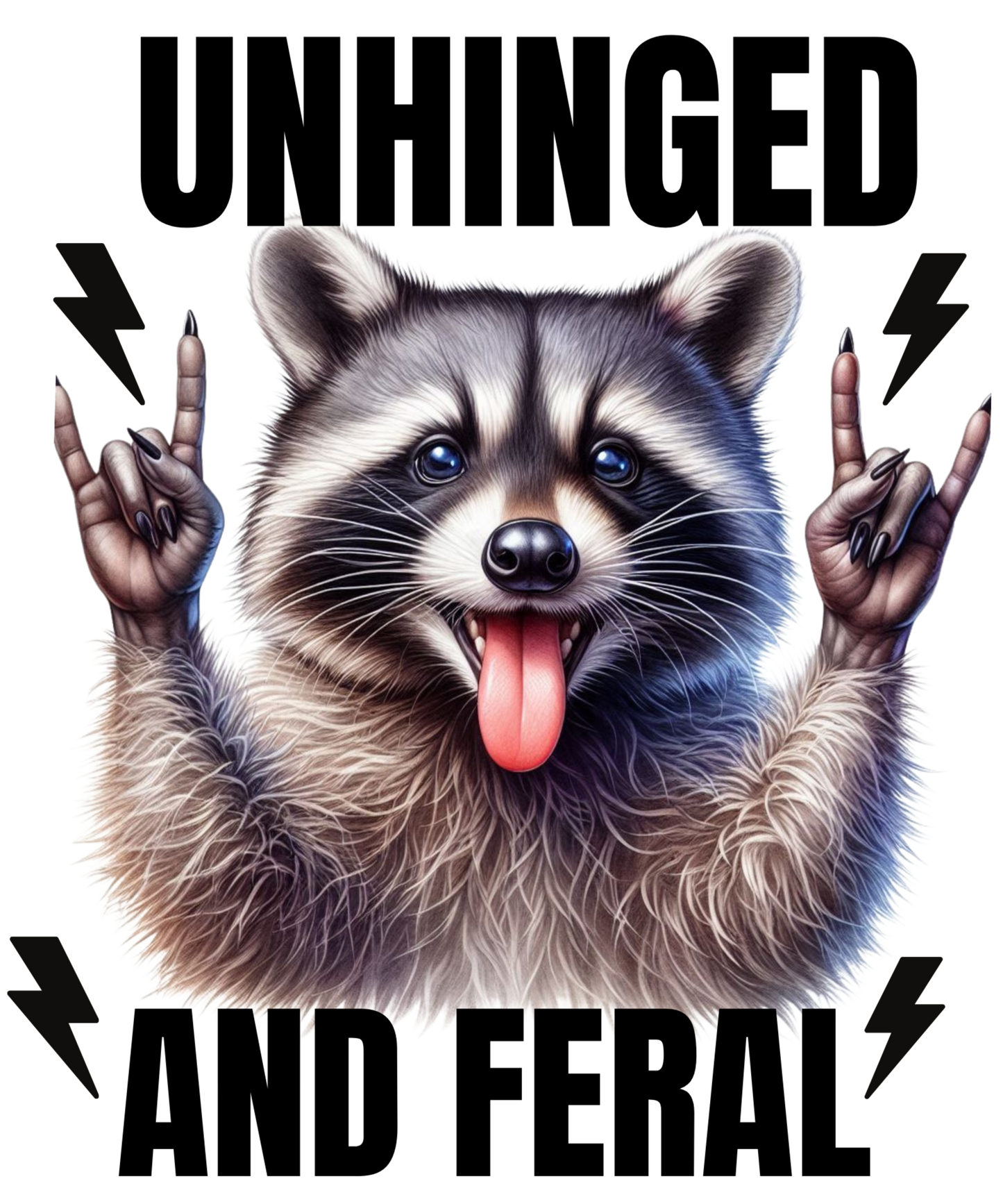 Unisex 'Unhinged and Feral' Rockin' Raccoon Tee - Fun Casual Shirt for Animal Lovers