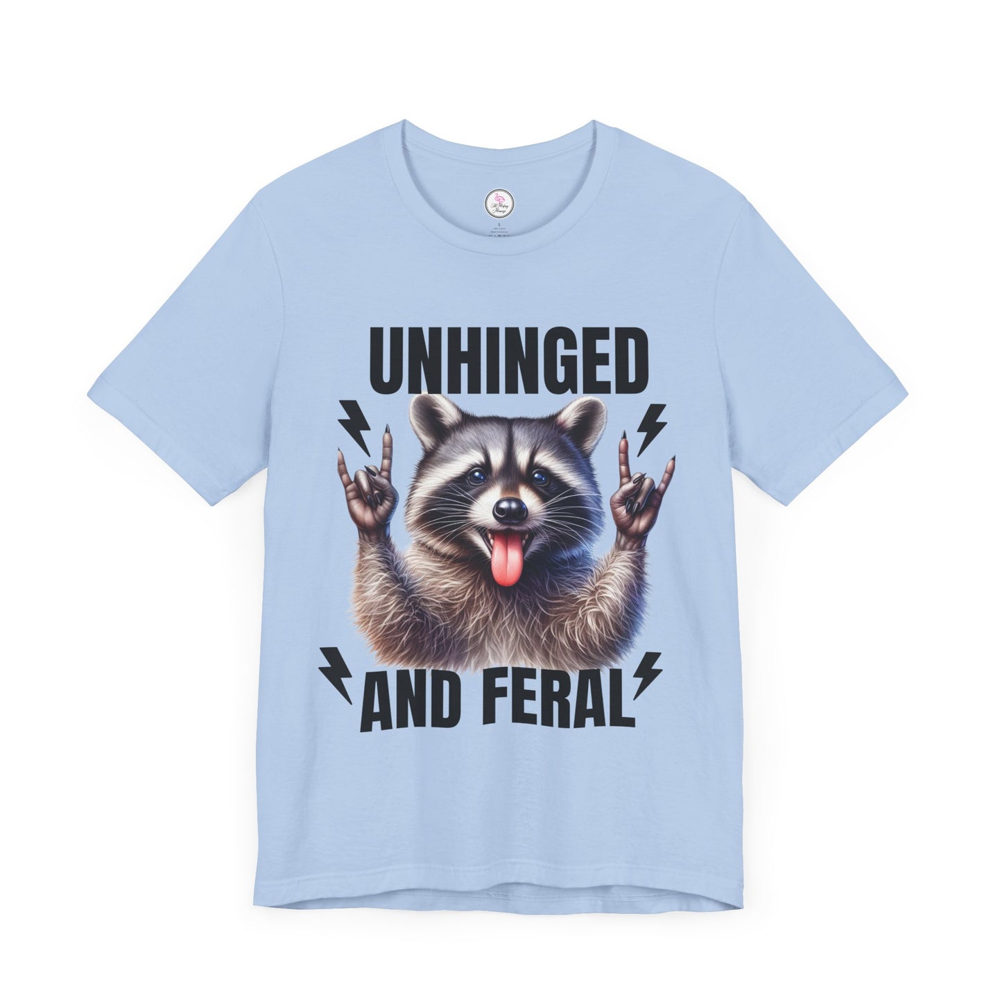 Unisex 'Unhinged and Feral' Rockin' Raccoon Tee - Fun Casual Shirt for Animal Lovers