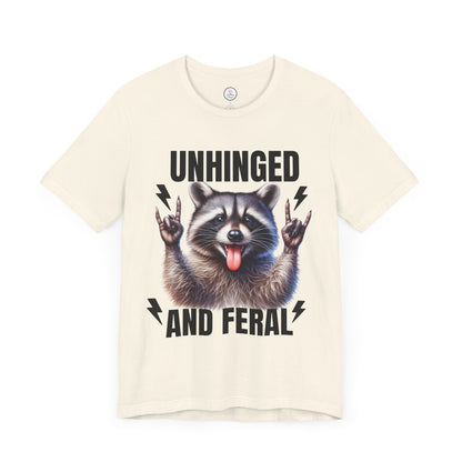 Unisex 'Unhinged and Feral' Rockin' Raccoon Tee - Fun Casual Shirt for Animal Lovers