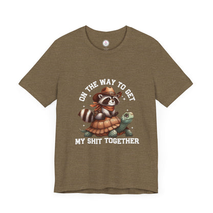 Funny Raccoon & Turtle Graphic Tee - "On The Way to Get My Shit Together"