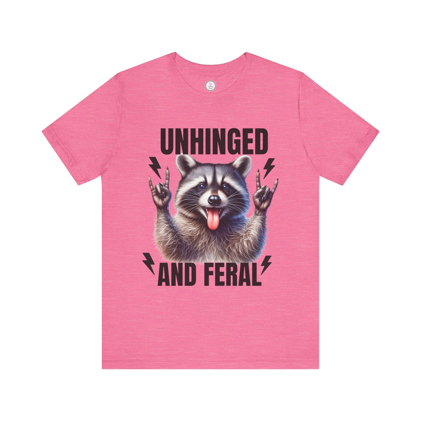 Unisex 'Unhinged and Feral' Rockin' Raccoon Tee - Fun Casual Shirt for Animal Lovers