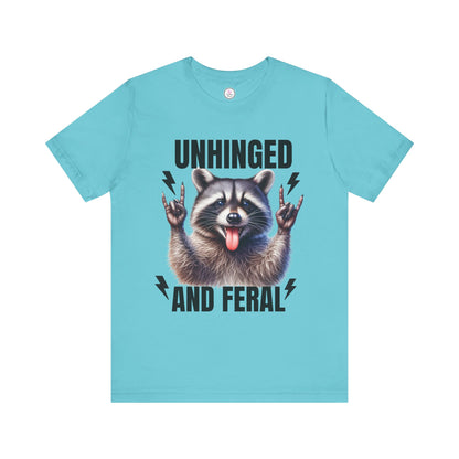 Unisex 'Unhinged and Feral' Rockin' Raccoon Tee - Fun Casual Shirt for Animal Lovers