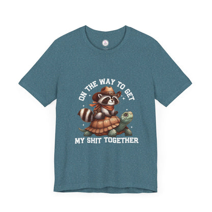 Funny Raccoon & Turtle Graphic Tee - "On The Way to Get My Shit Together"