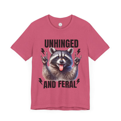 Unisex 'Unhinged and Feral' Rockin' Raccoon Tee - Fun Casual Shirt for Animal Lovers