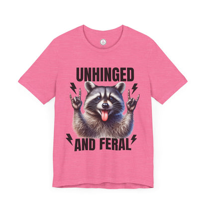 Unisex 'Unhinged and Feral' Rockin' Raccoon Tee - Fun Casual Shirt for Animal Lovers
