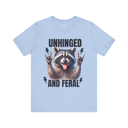 Unisex 'Unhinged and Feral' Rockin' Raccoon Tee - Fun Casual Shirt for Animal Lovers