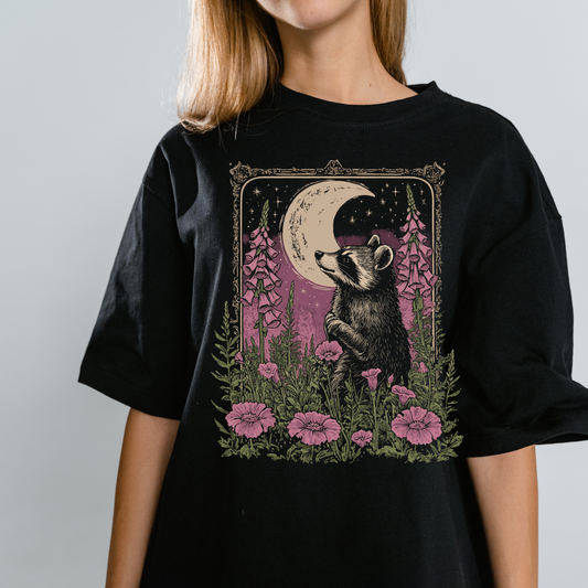 Moonlit Raccoon in Field